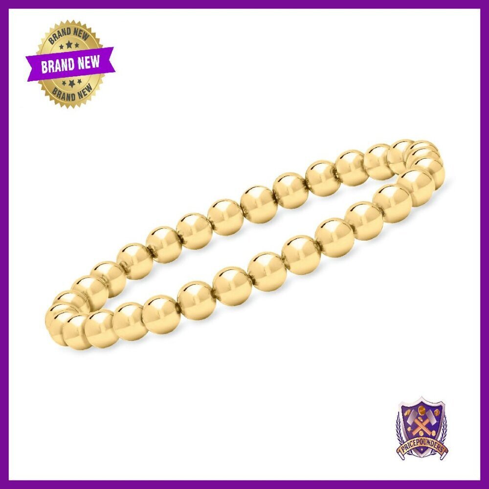 6mm 18kt Gold Over Sterling Silver Stretch Bracelet 8 Inch